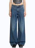 Women's Gathered-waist High-waist Wide-leg Jeans