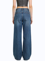 Women's Gathered-waist High-waist Wide-leg Jeans