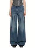 Women's Pleated Fashionable Wide-leg Jeans