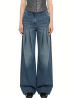 Women's Pleated Fashionable Wide-leg Jeans