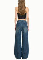 Women's Pleated High-waist Wide-leg Jeans