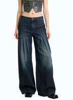 Women's Pleated Soft Wide-leg Jeans