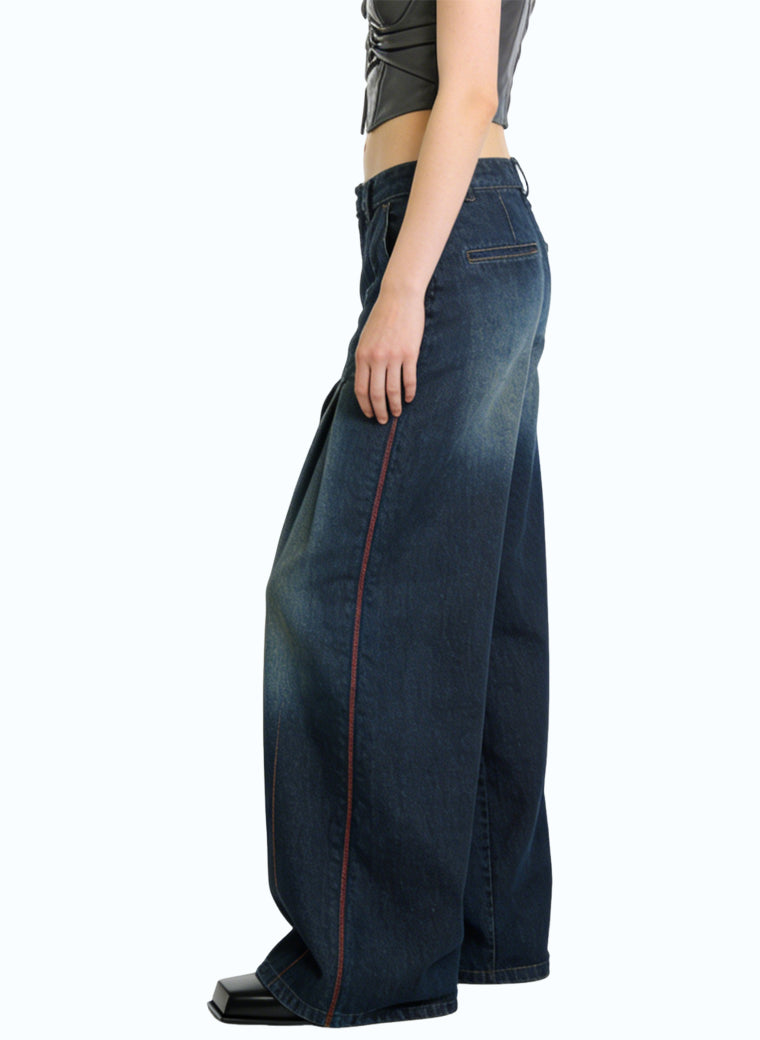 Women's Pleated Soft Wide-leg Jeans