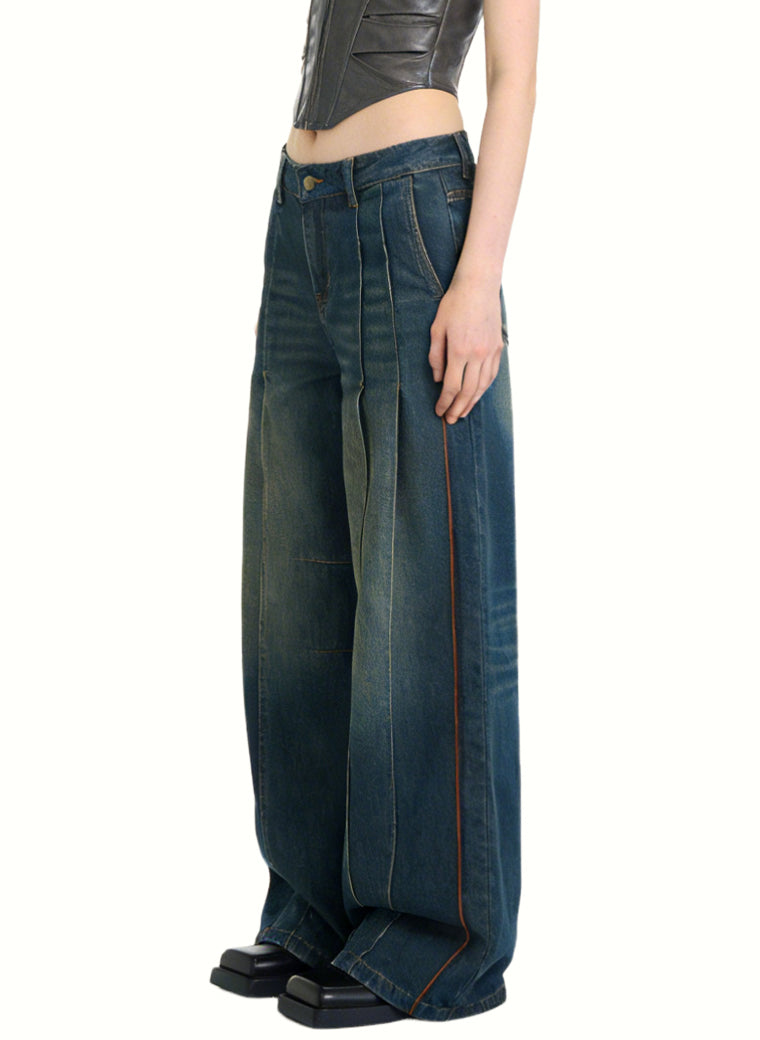 Women's Fashion High-waist Wide-leg Jeans