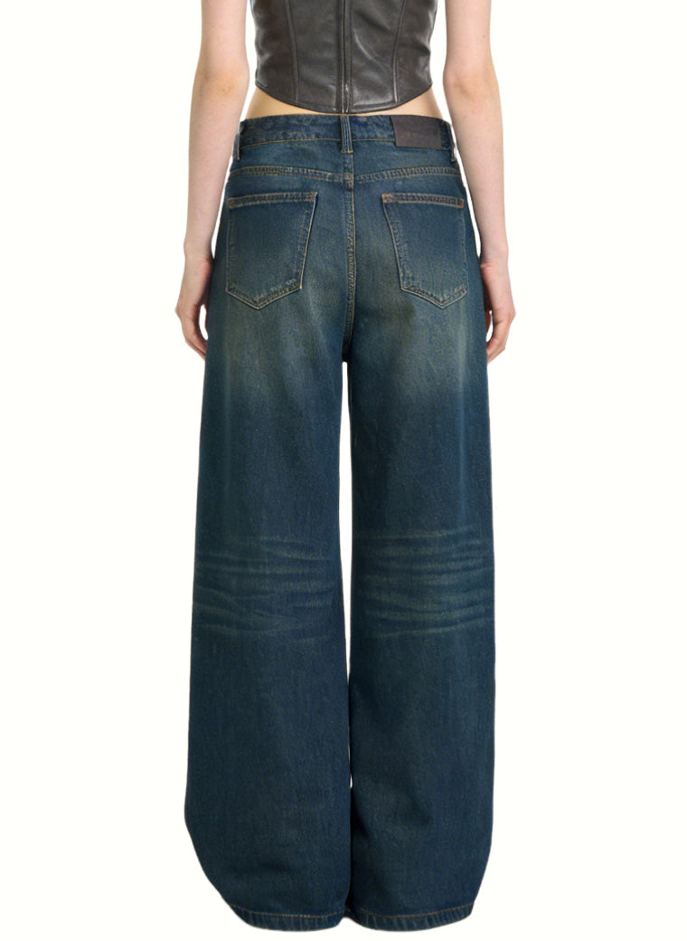 Women's Fashion High-waist Wide-leg Jeans