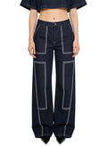 Women's Contrast-stitch Soft Cargo Jeans
