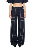 Women's Contrast-stitch Soft Cargo Jeans