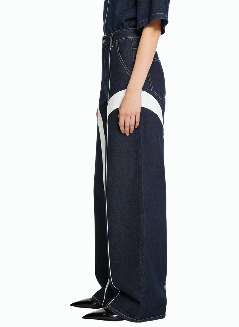 Women's Stripe High-waist Wide-leg Jeans