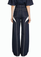 Women's Stripe High-waist Wide-leg Jeans