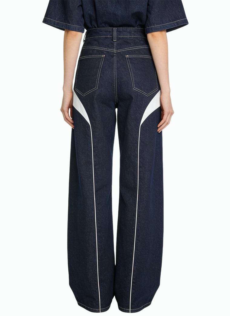 Women's Stripe High-waist Wide-leg Jeans
