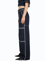 Women's Contrast-stitch High-waist Cargo Jeans
