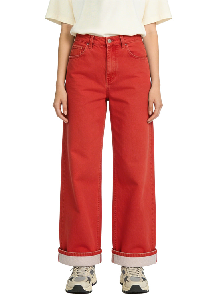 Women's Solid-color High-waist Wide-leg Jeans