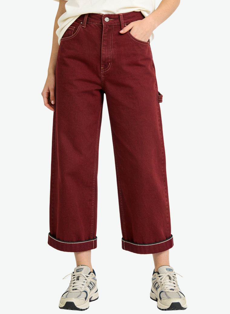 Women's Carpenter Pocket High-waist Wide-leg Jeans