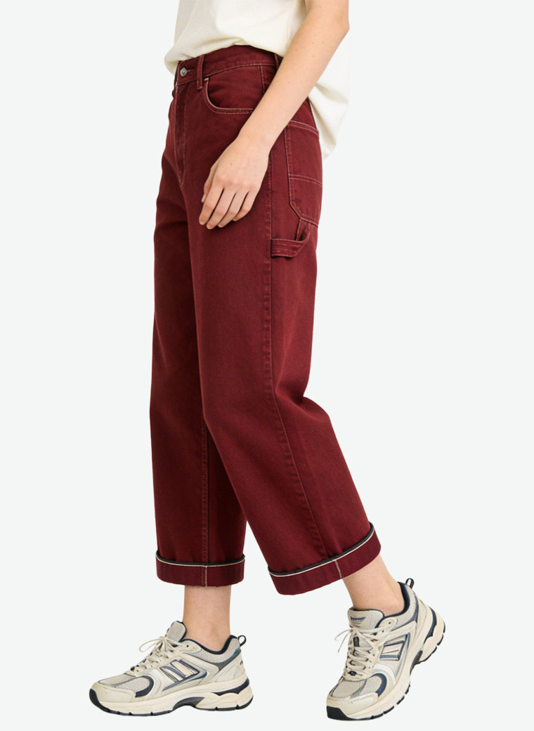 Women's Carpenter Pocket High-waist Wide-leg Jeans