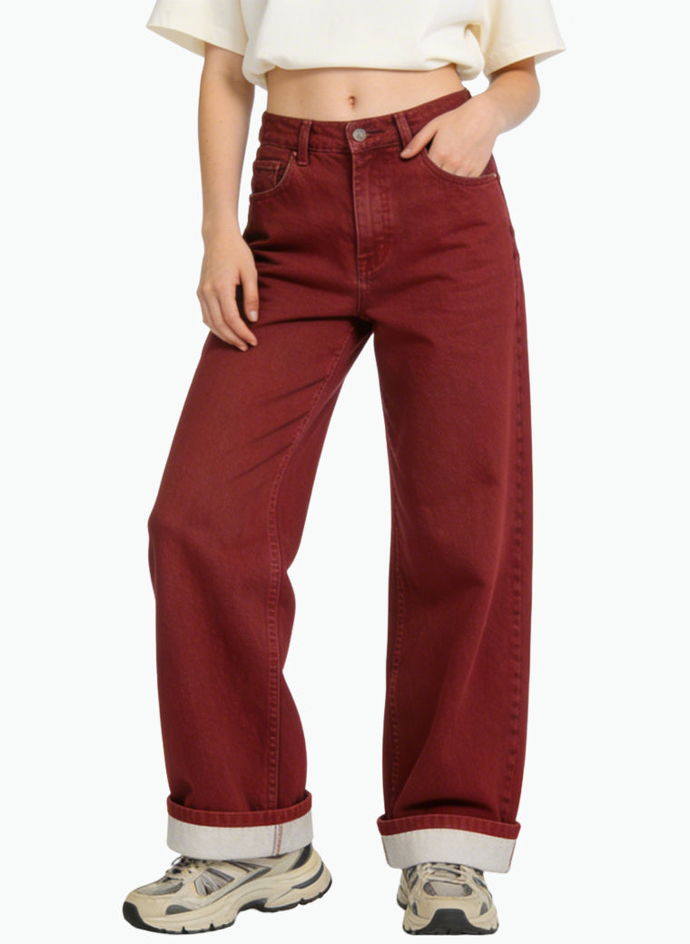 Women's Solid-color Comfortable Wide-leg Jeans