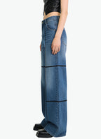 Women's Contrast-stitch Soft Wide-leg Jeans