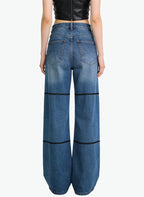 Women's Contrast-stitch Soft Wide-leg Jeans