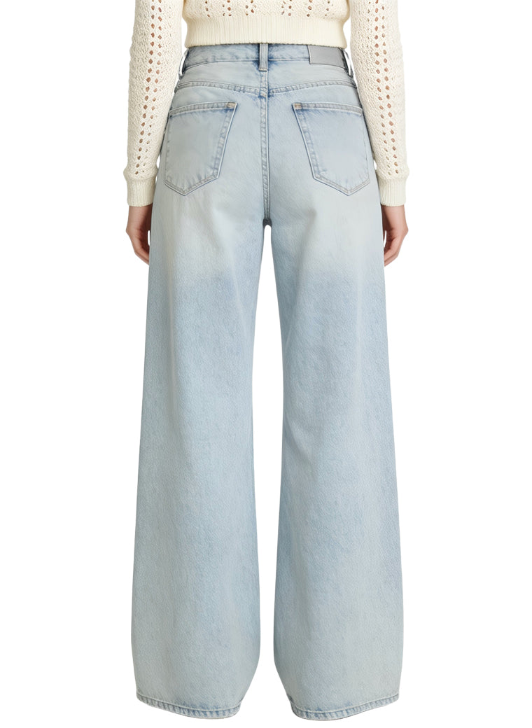 Women's Button-fly Distressed Wide-leg Jeans