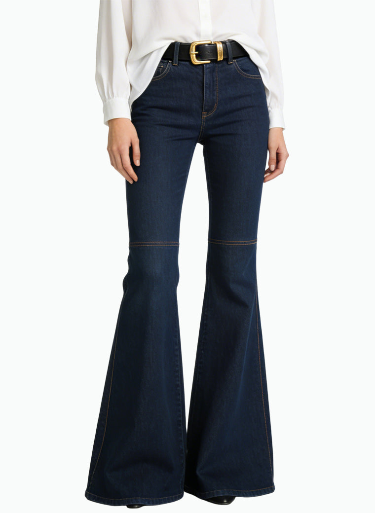 Women's High-waist Flared Wide-leg Jeans