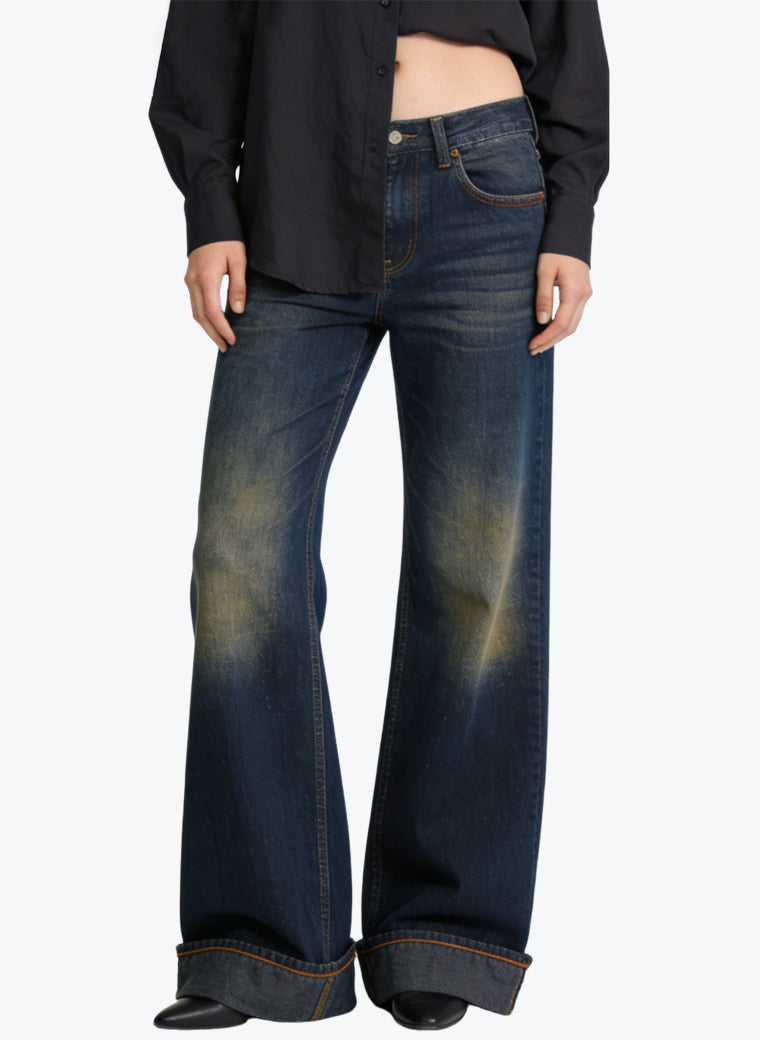 Women's Retro High-waist Wide-leg Jeans