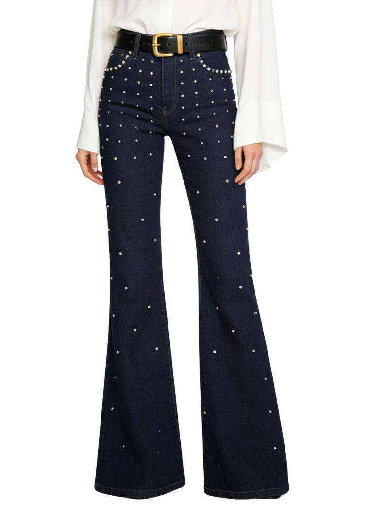Women's Studded Detail Stylish Flared Jeans