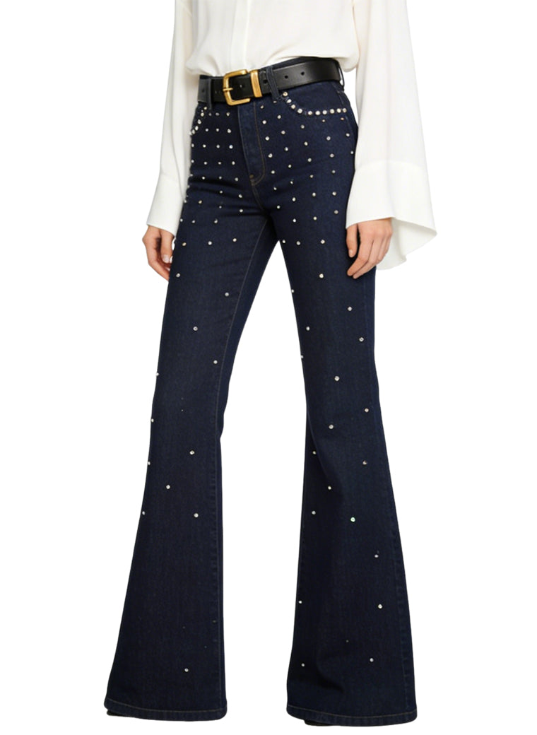 Women's Studded Detail Stylish Flared Jeans