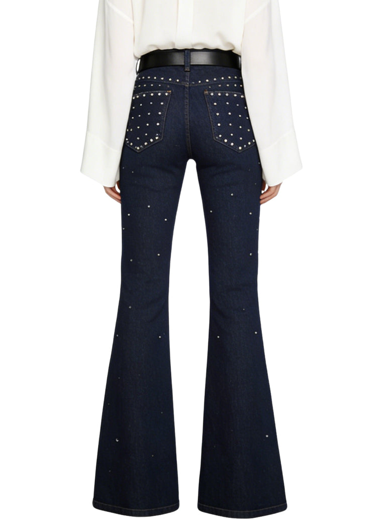 Women's Studded Detail Stylish Flared Jeans