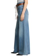 Women's Lace-up Front High-waist Wide-leg Jeans
