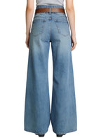 Women's Lace-up Front High-waist Wide-leg Jeans