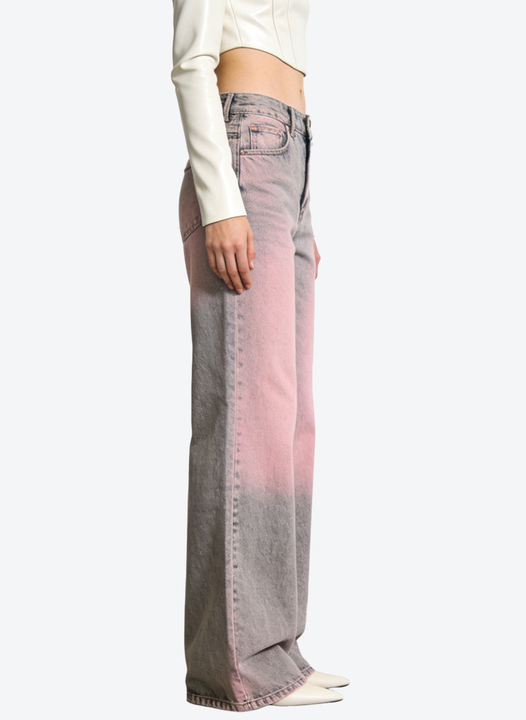 Women's Gradient Ombre High-waist Wide-leg Jeans