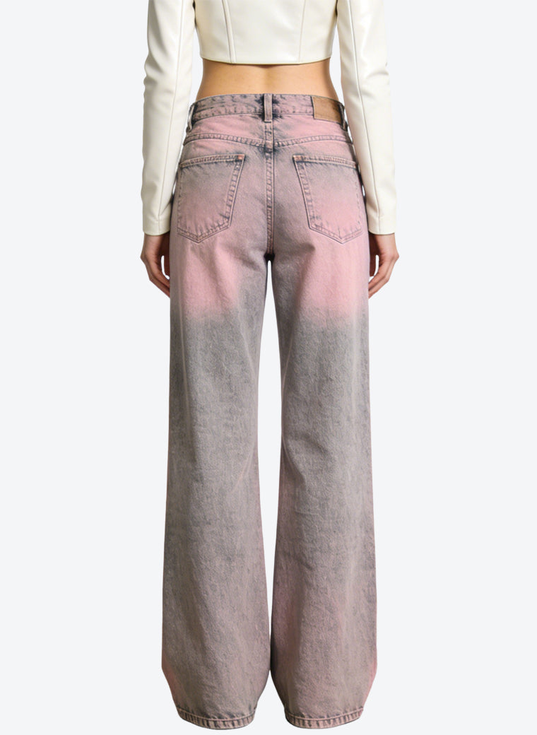 Women's Gradient Ombre High-waist Wide-leg Jeans