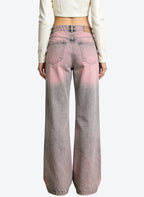 Women's Gradient Ombre High-waist Wide-leg Jeans