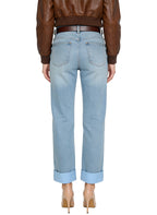 Women's Cuffed Hem High-waist Straight-leg Jeans