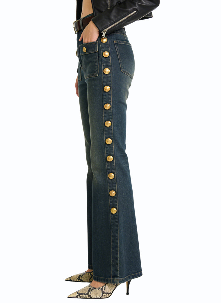 Women's Studded Detail High-waist Flared Jeans