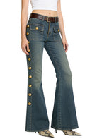 Women's Studded Detail Flared Jeans