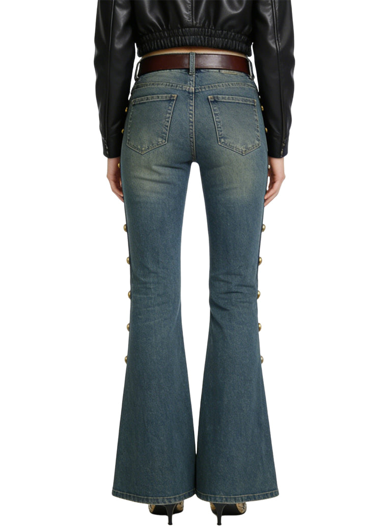 Women's Studded Detail Flared Jeans