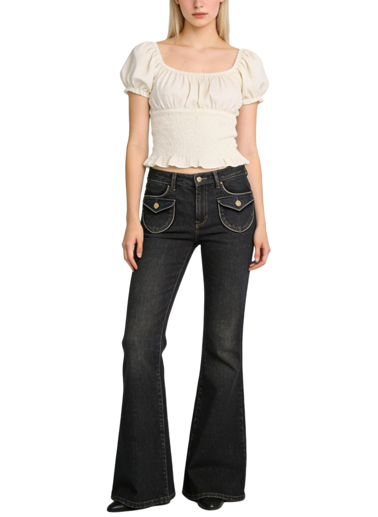 Women's Pocket-detail High-waist Flared Jeans
