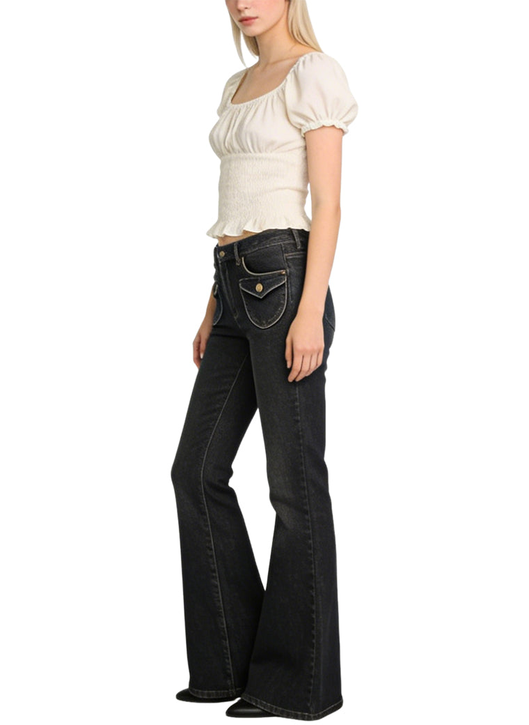 Women's Pocket-detail High-waist Flared Jeans