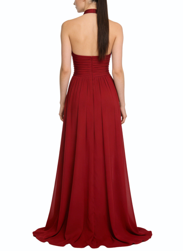 Luxury Halter High Slit Flared Long Dress