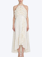 Fashion Halter Asymmetric Hem Long Dress