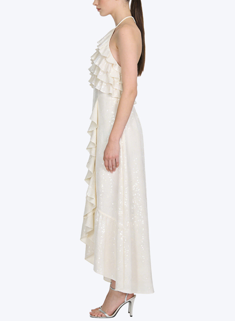 Fashion Halter Asymmetric Hem Long Dress
