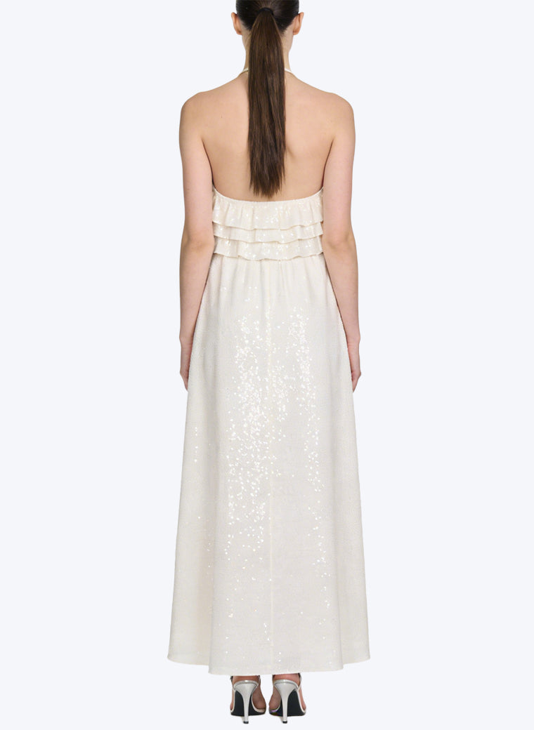 Fashion Halter Asymmetric Hem Long Dress