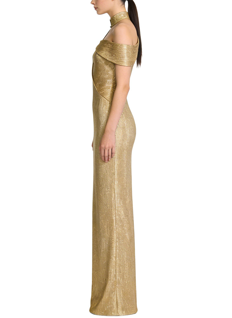 Asymmetrical Short Sleeve Long Formal Dress