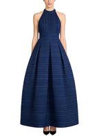 Pleated Flared Long Elegant Banquet Dress