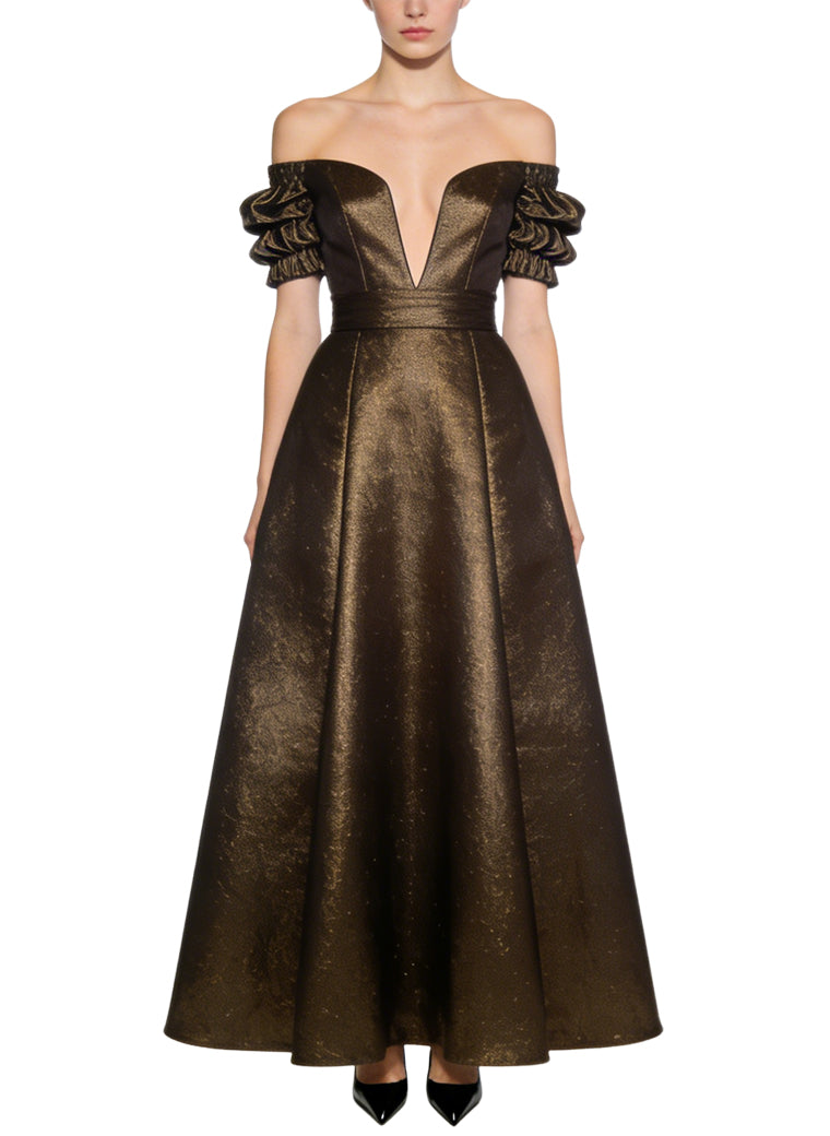 Temperament Off-Shoulder Flared Long Dress