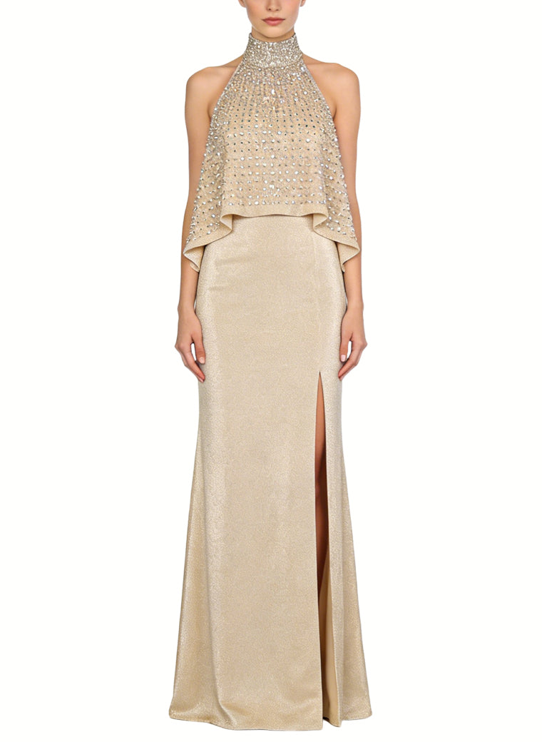 Fashion Halter High Slit Long Formal Dress