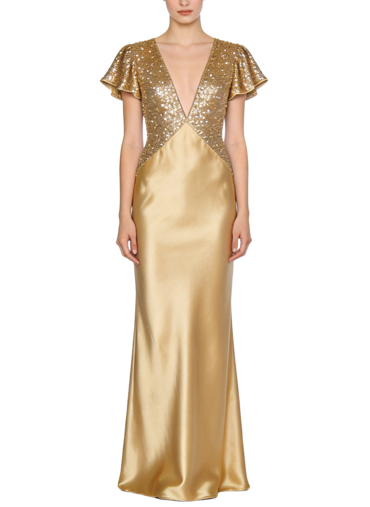 Gorgeous Sparkle Sequin Spliced Long Dress