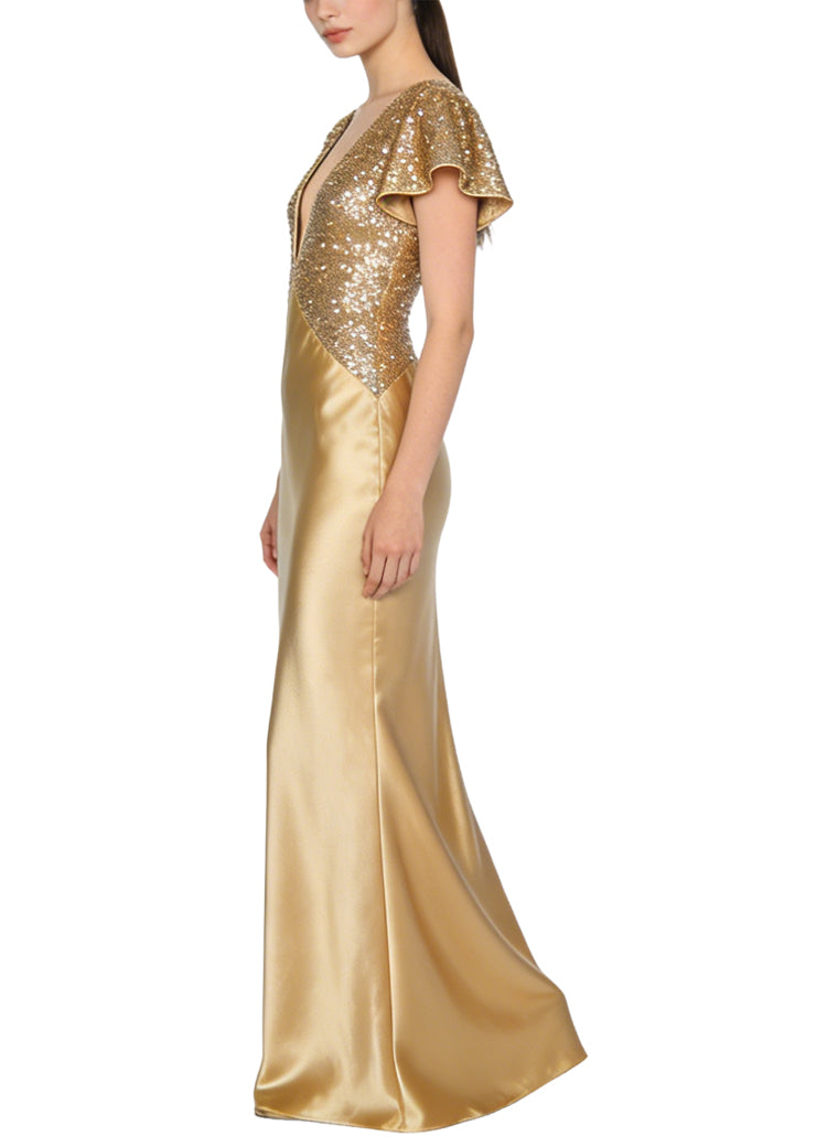 Gorgeous Sparkle Sequin Spliced Long Dress