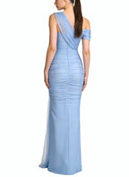 Luxury Premium Asymmetrical Shoulder Long Dress