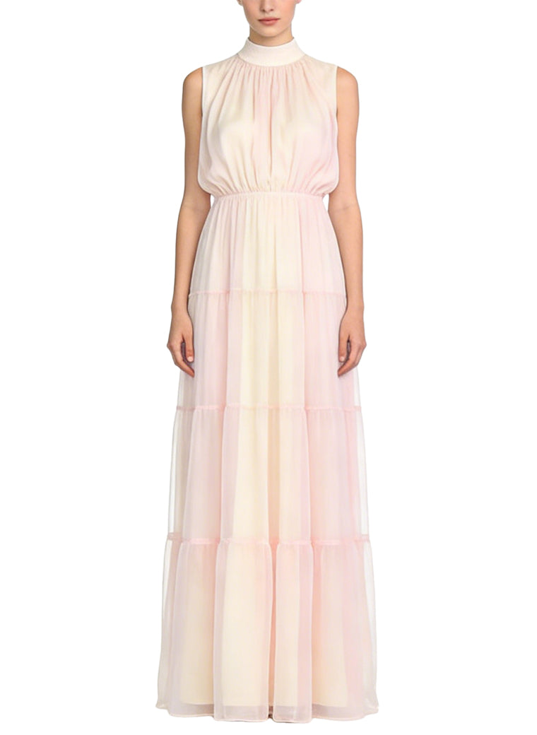 Sweet Gentle Stand Collar Sleeveless Party Dress